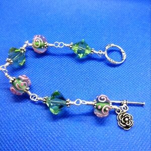 7.75" Lamp work Rondelle Beads Bracelet